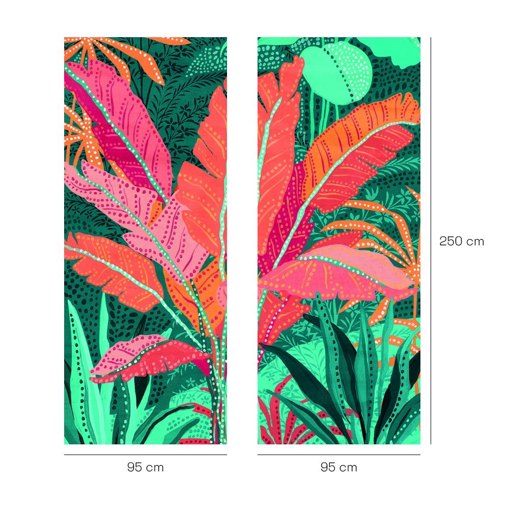 Papier peint "Feuilles exotiques colorées"