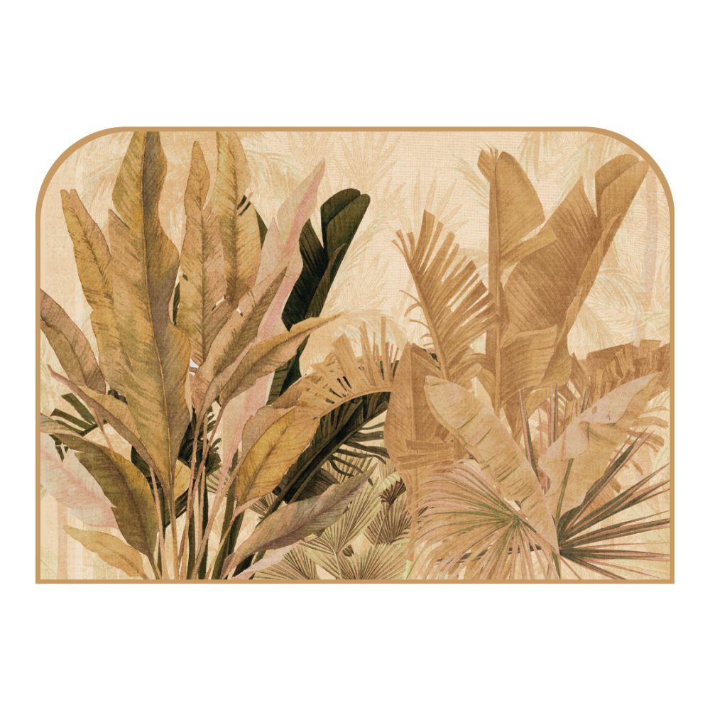 Tête de lit feuilles tropicales – vue d'ambiance