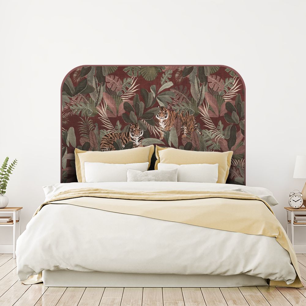 Tête de lit tigres – bordeaux – 180 × 95 cm