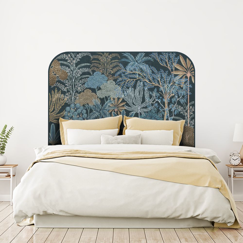 Tête de lit forêt tropicale – bleu – 180 × 95 cm