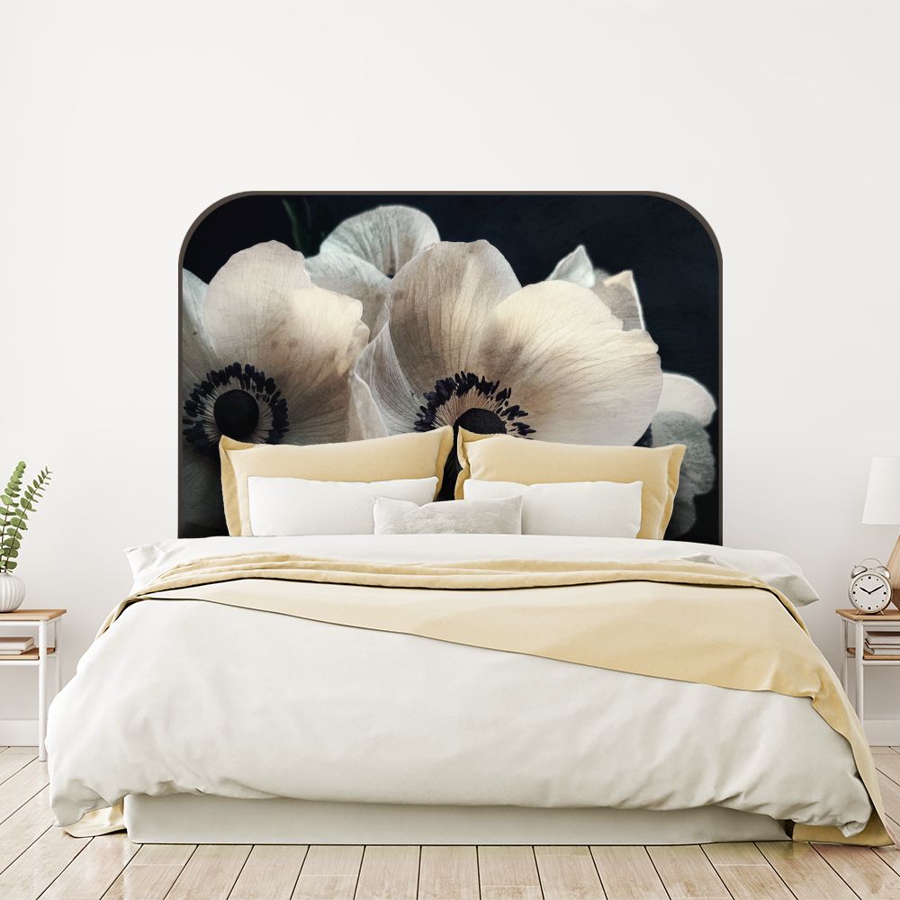 Tête de lit fleurs – blanc – 180 × 95 cm