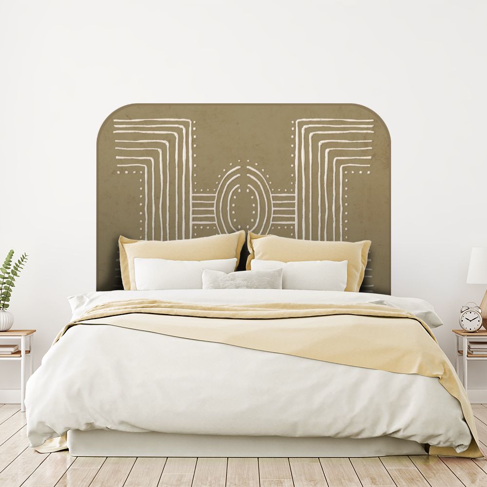 Tête de lit motifs géométriques – beige – 180 × 95 cm