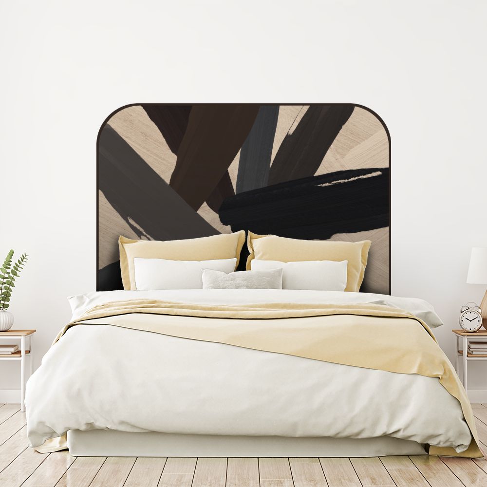 Tête de lit traits de pinceau – noir – 180 × 95 cm
