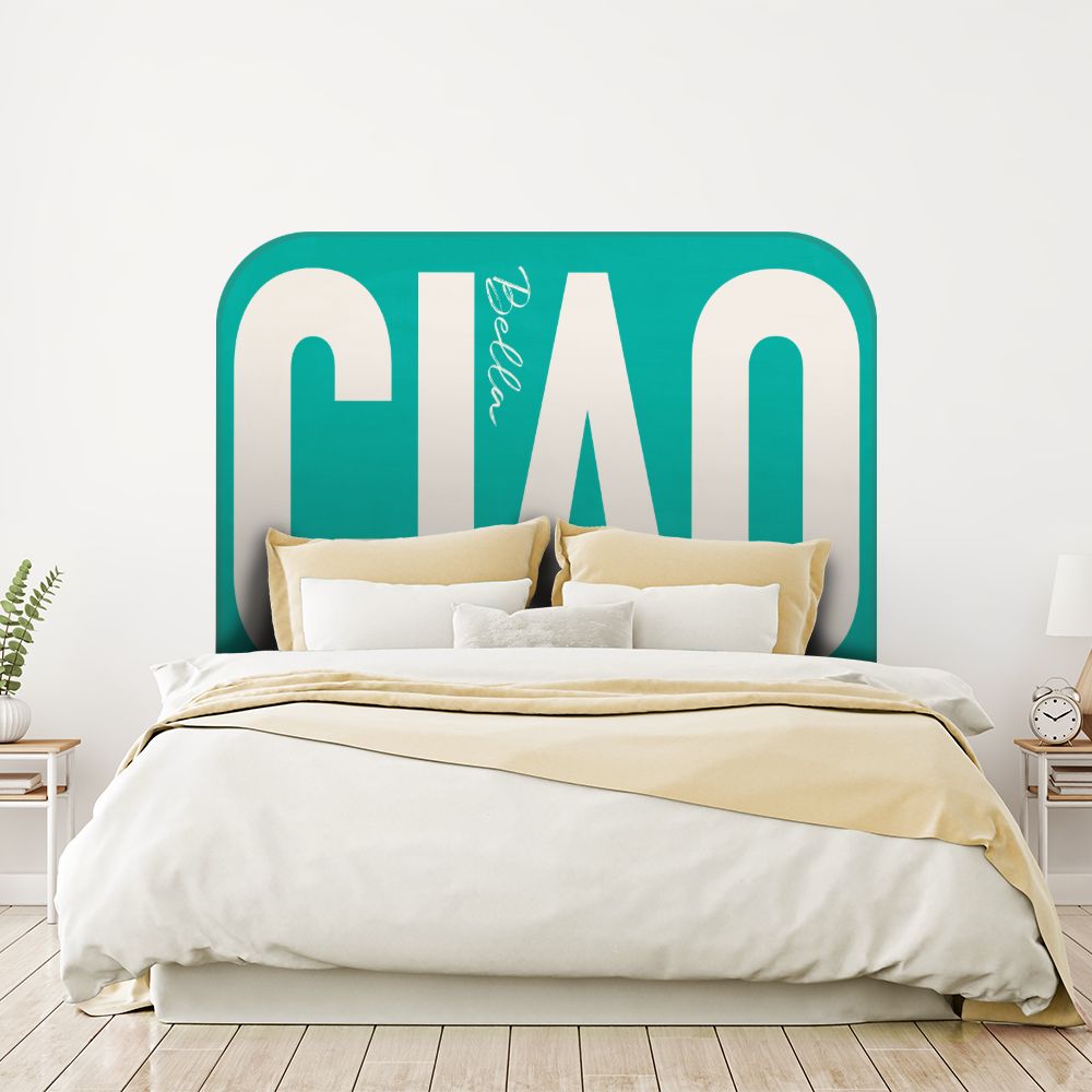 Tête de lit texte – turquoise – 180 × 95 cm