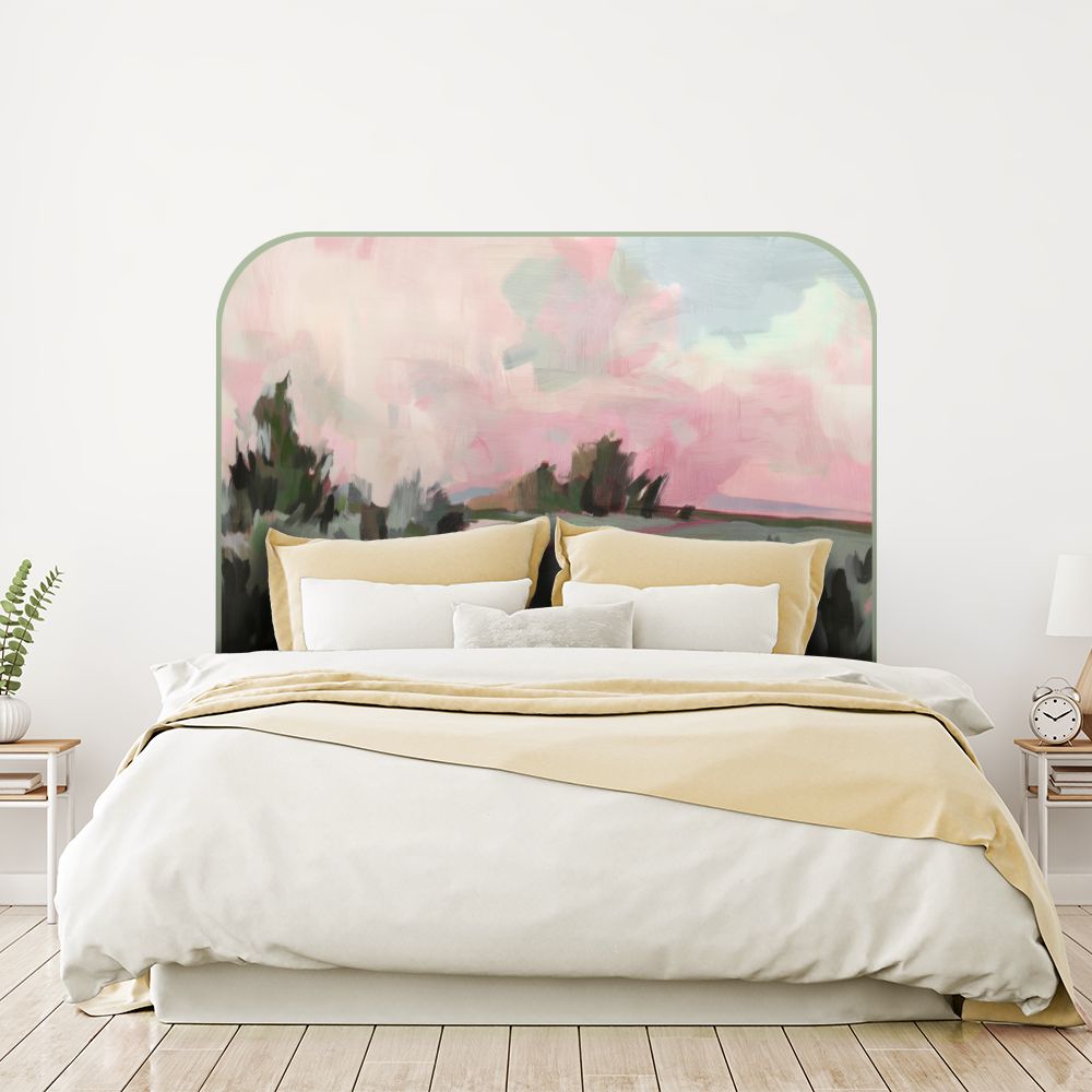 Tête de lit paysage – rose – 180 × 95 cm