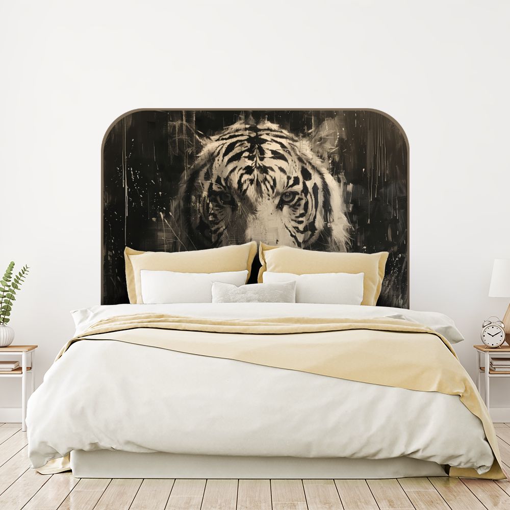 Tête de lit tigre – noir et blanc – 180 × 95 cm