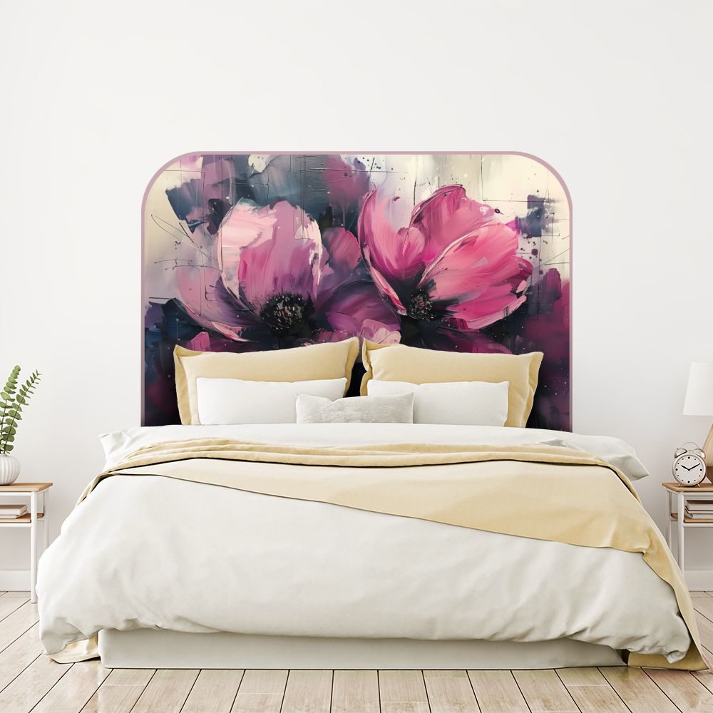 Tête de lit fleurs – rose – 180 × 95 cm