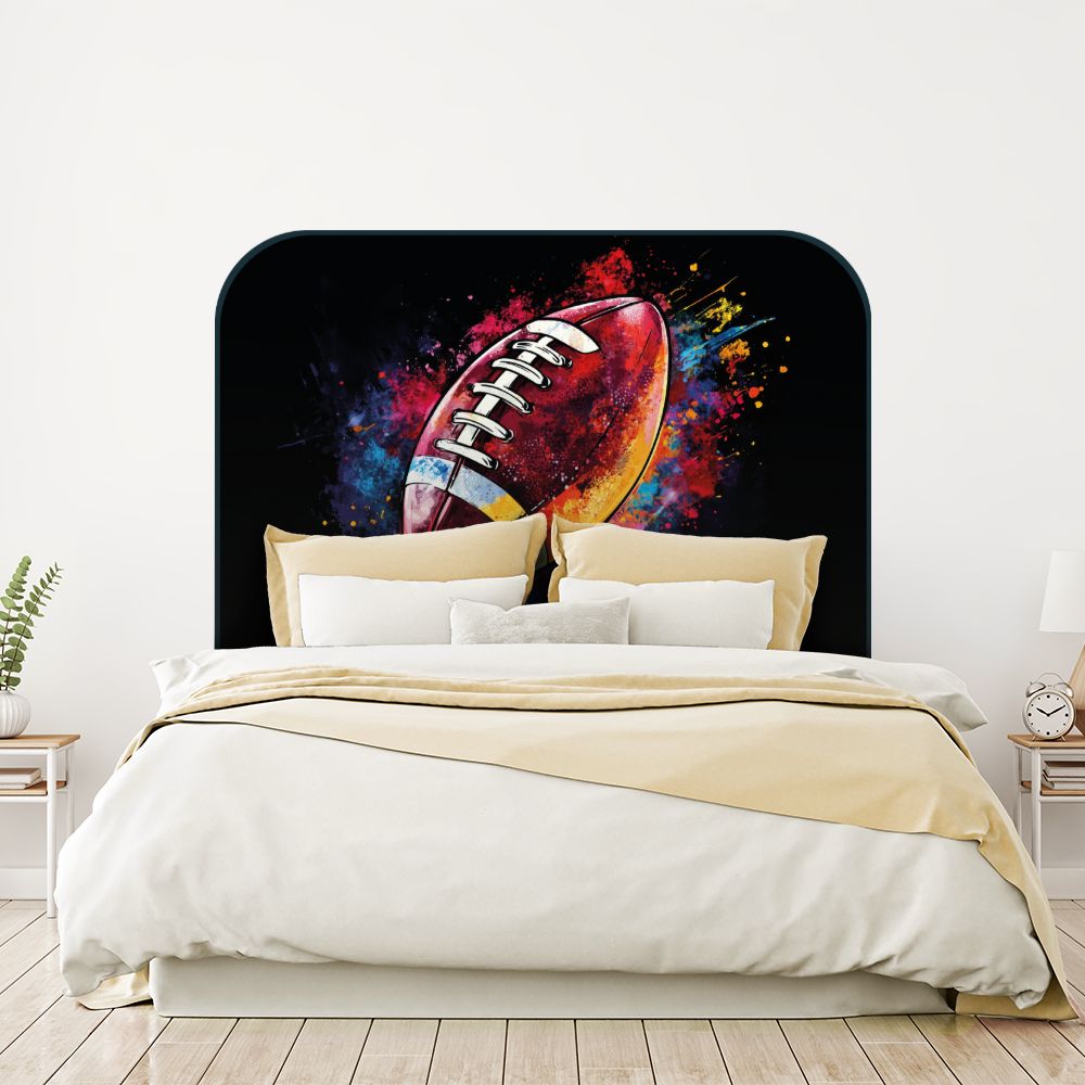 Tête de lit ballon de football américain – multicolore – 180 × 95 cm