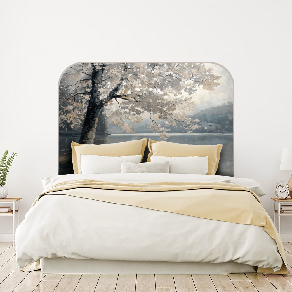 Tête de lit arbre – gris – 180 × 95 cm