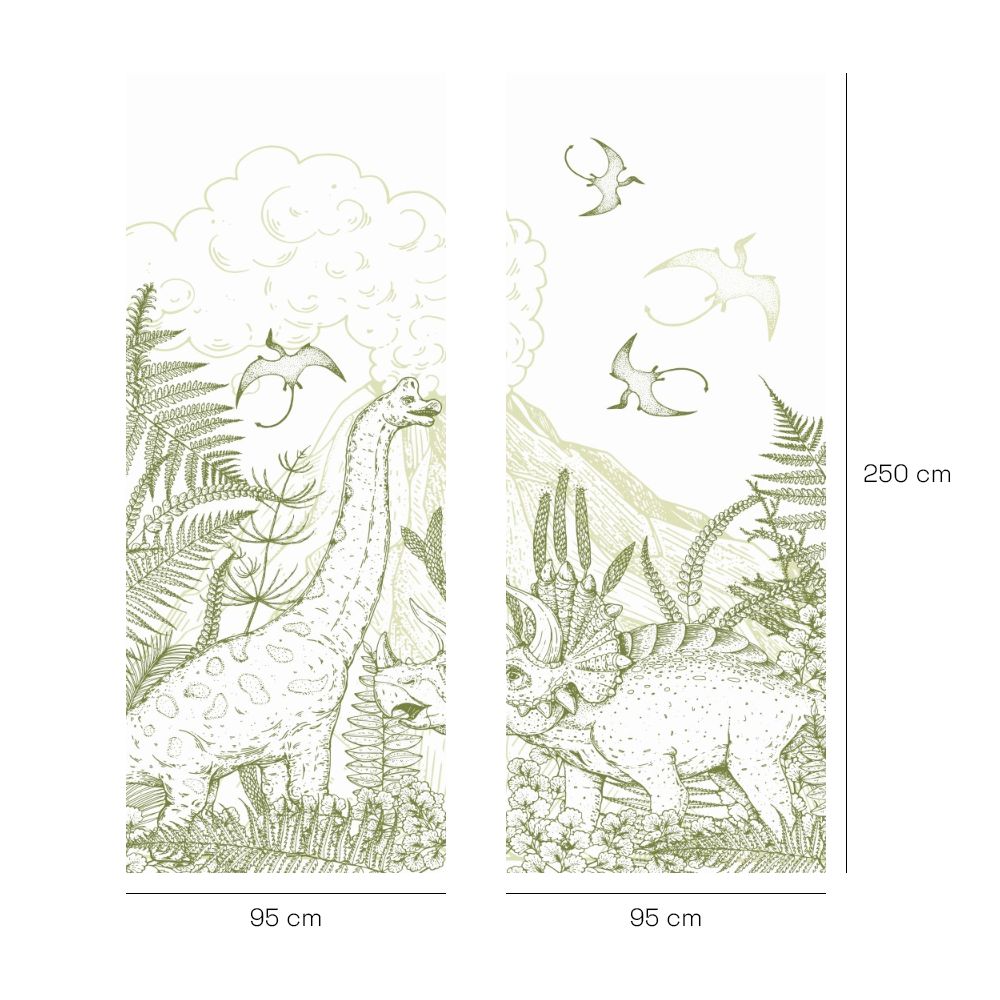 Papier peint pour enfants "Dinosaures en jungle"