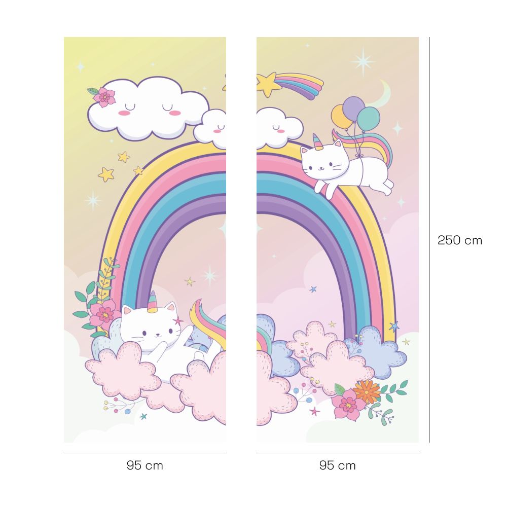 Papier peint pour enfants "Licornes et nuages"