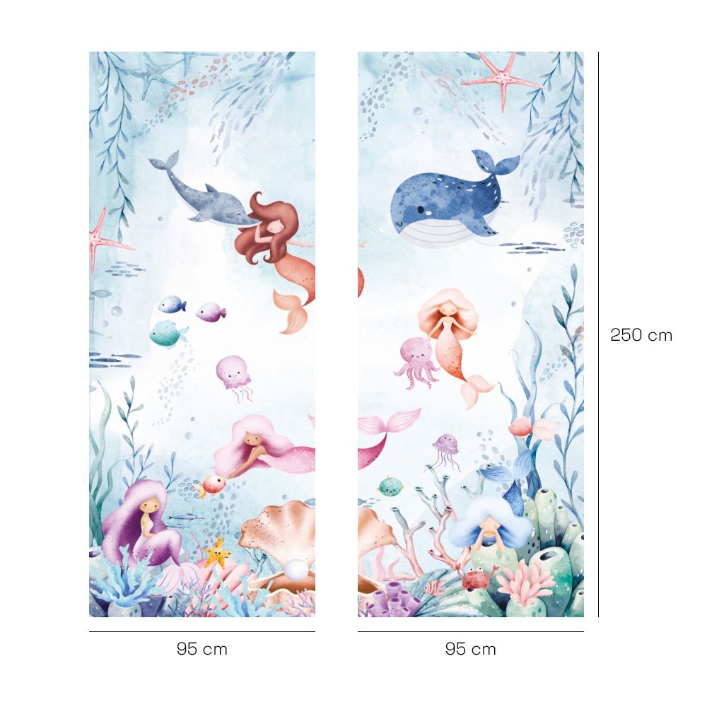 Papier peint pour enfants "Sirènes joyeuses et colorées"