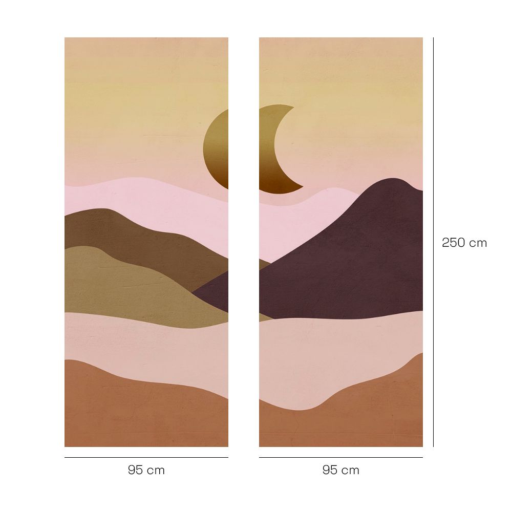 Papier peint "Montagnes et lune"