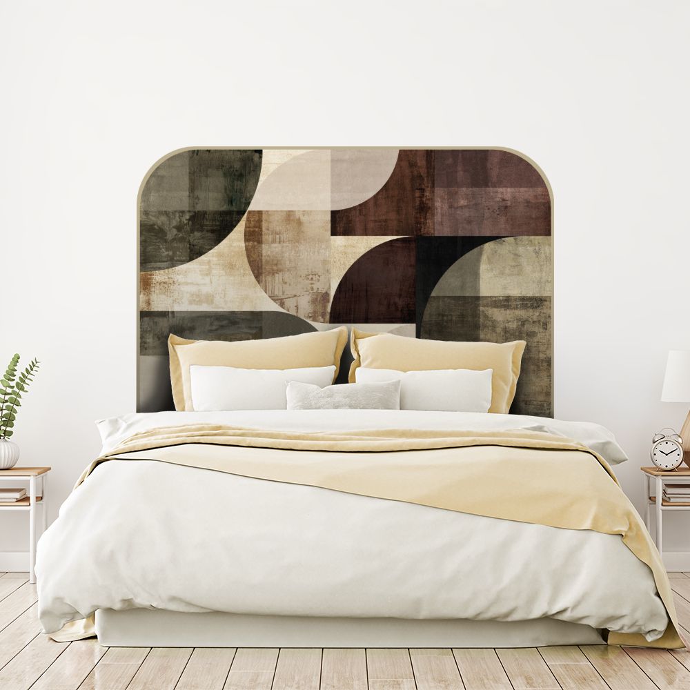 Tête de lit formes géométriques – brun – 180 × 95 cm
