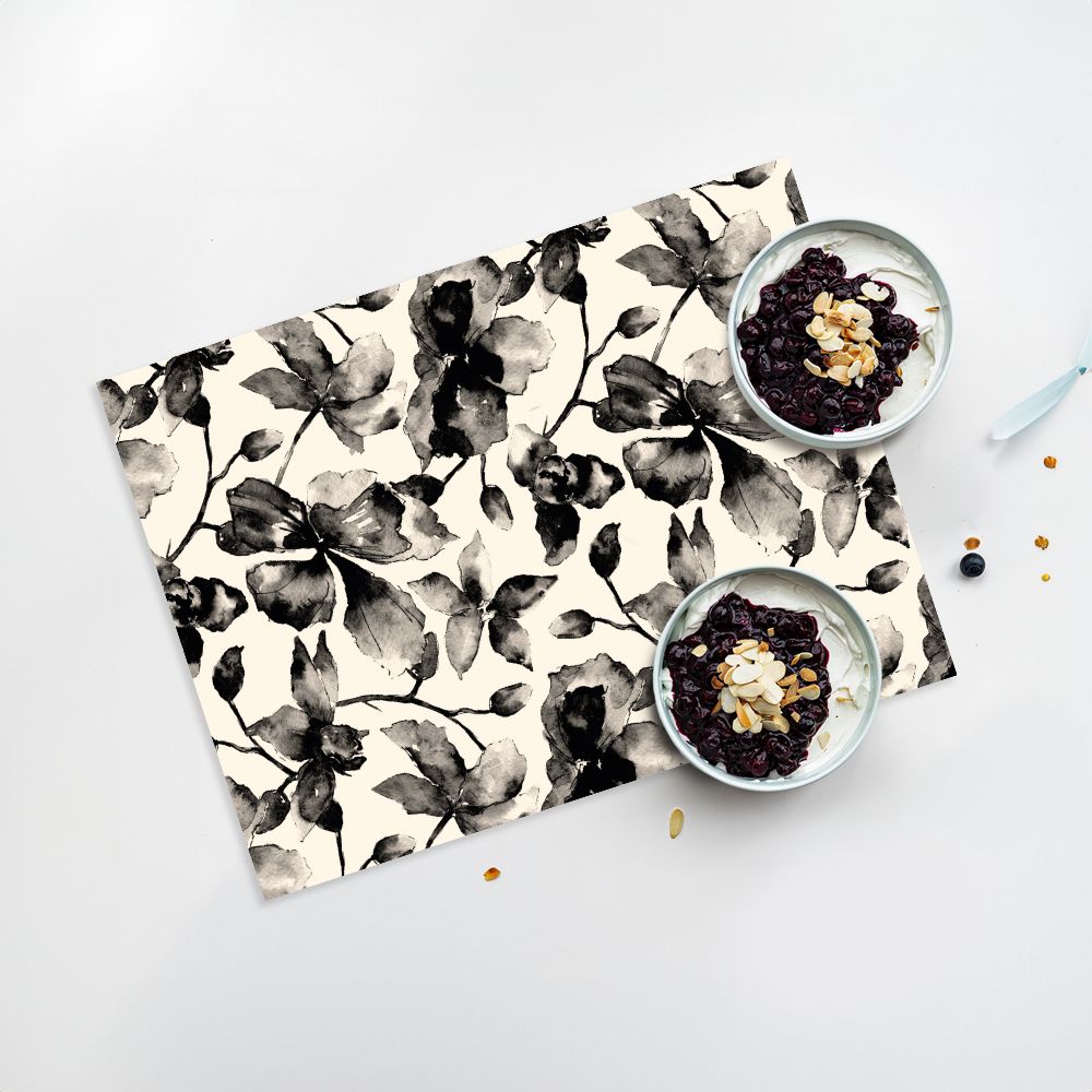Lot de 4 sets de table en vinyle / Motif floral