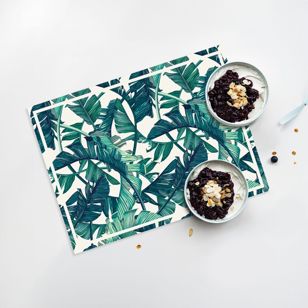 Lot de 4 sets de table en vinyle / Feuillage tropical