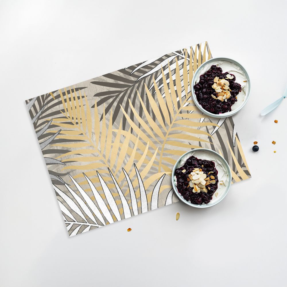 Lot de 4 sets de table en vinyle / Feuilles tropicales