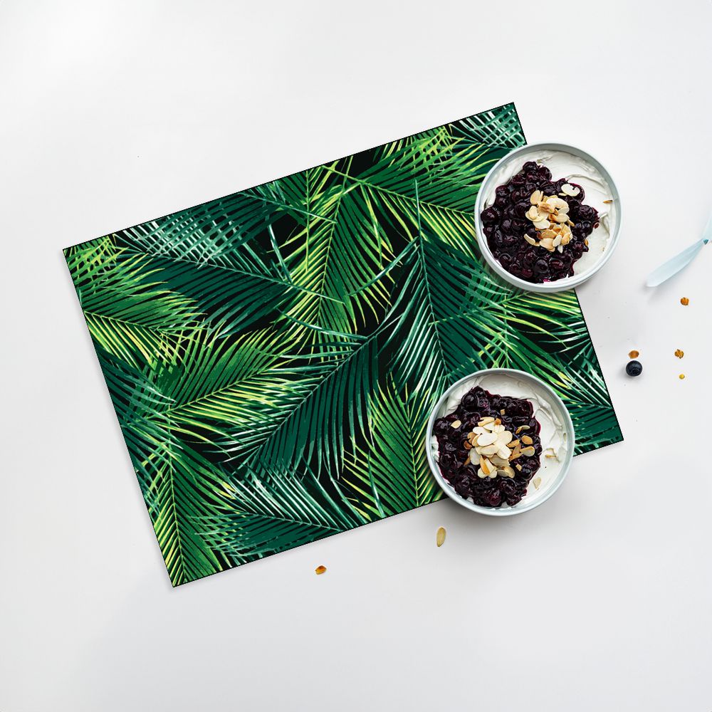 Lot de 4 sets de table en vinyle / Feuilles tropicales