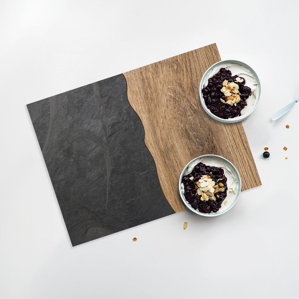 Lot de 4 sets de table en vinyle / Texture bois et pierre