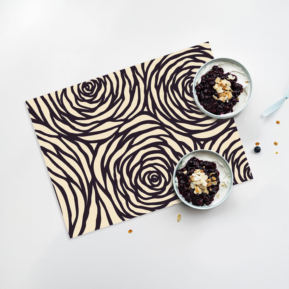 Lot de 4 sets de table en vinyle / Motif floral abstrait