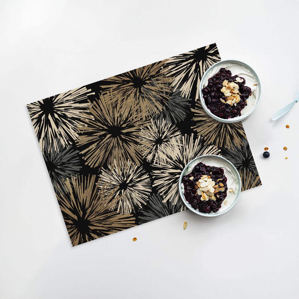 Lot de 4 sets de table en vinyle / Motif abstrait en éventail