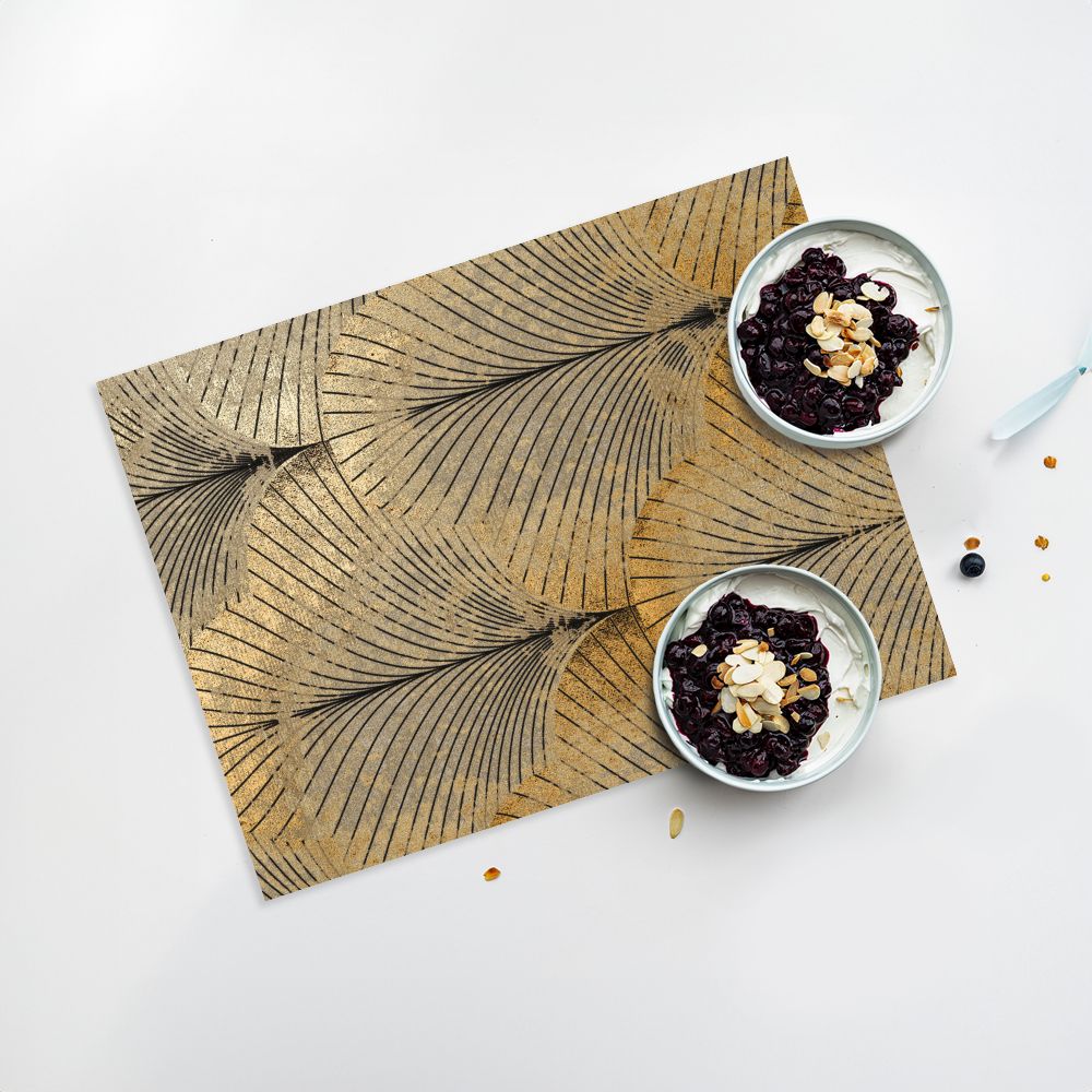Lot de 4 sets de table en vinyle / Motif de feuilles stylisées