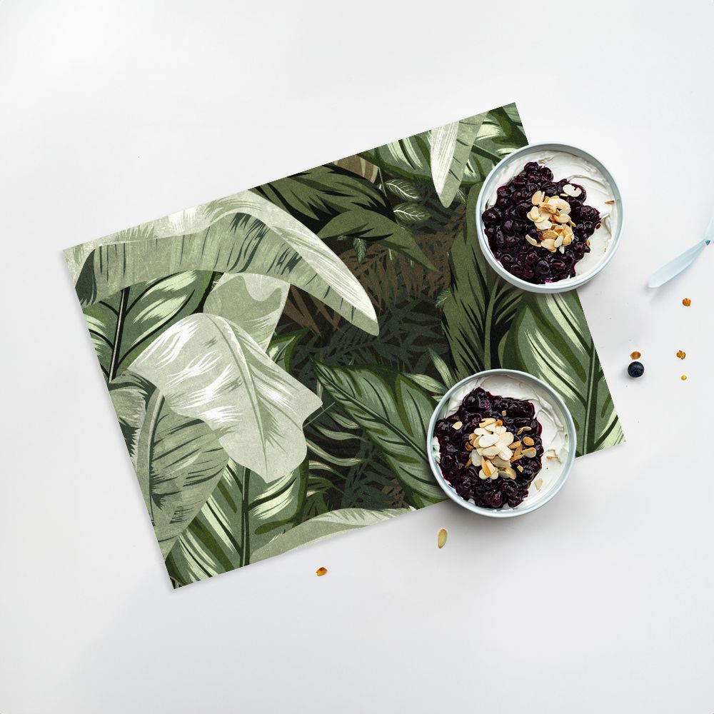 Lot de 4 sets de table en vinyle / Feuilles tropicales