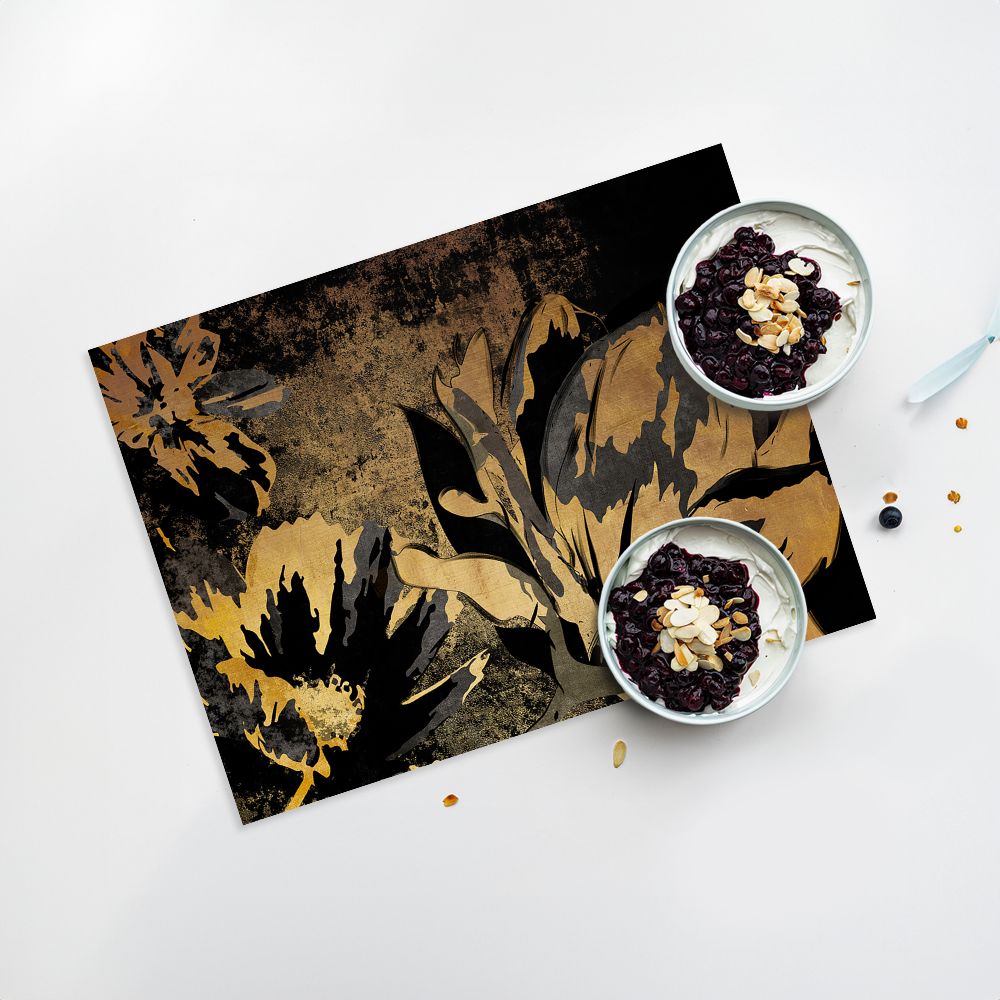 Lot de 4 sets de table en vinyle / Fleurs élégantes