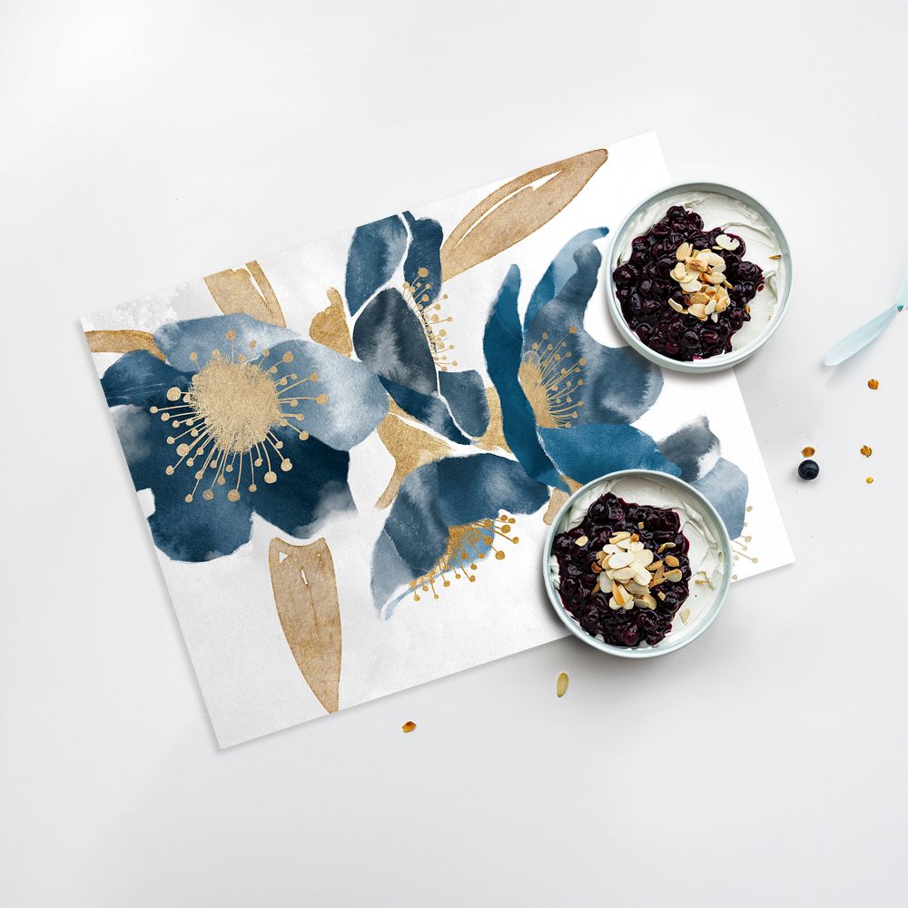 Lot de 4 sets de table en vinyle / Fleurs artistiques