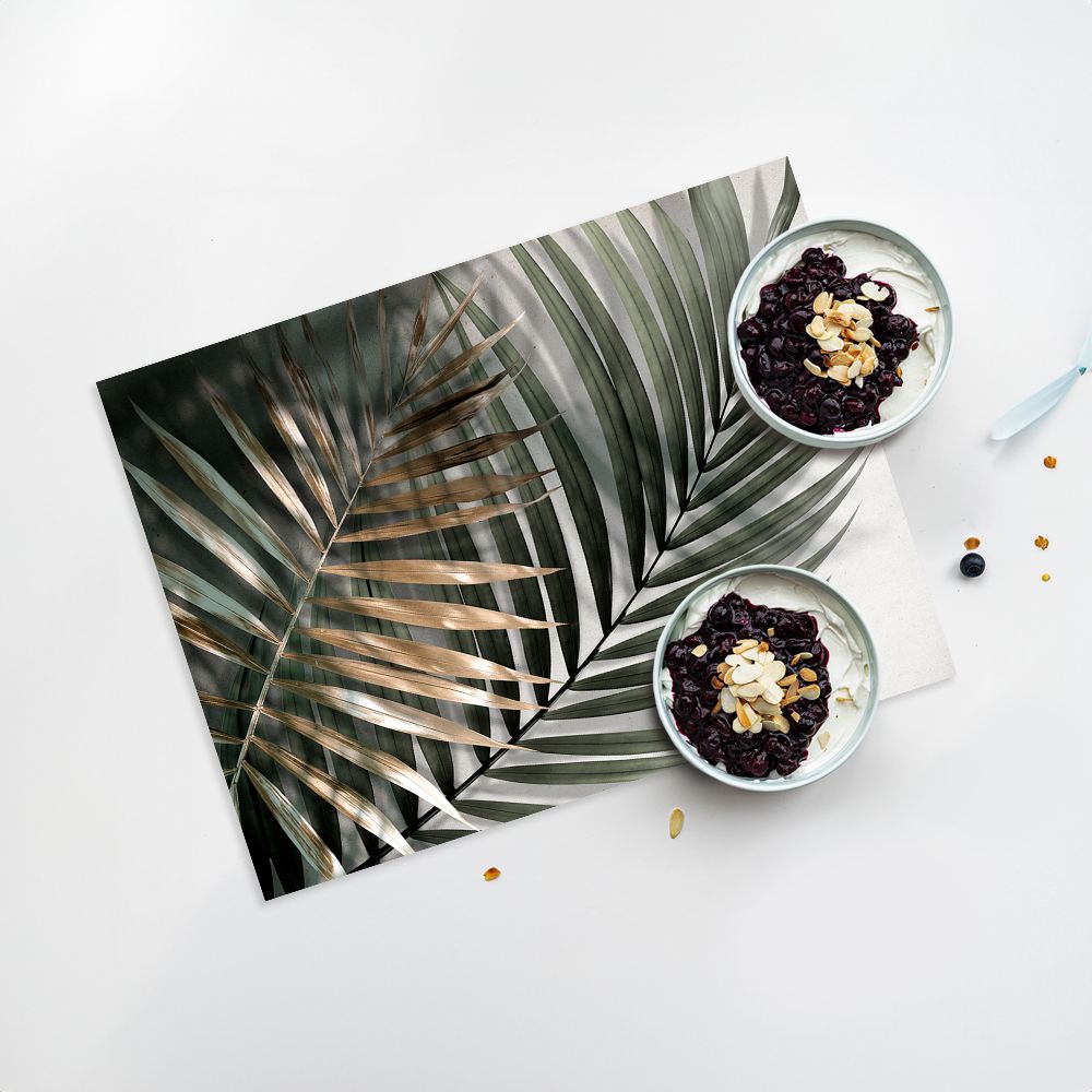 Lot de 4 sets de table en vinyle / Feuilles tropicales