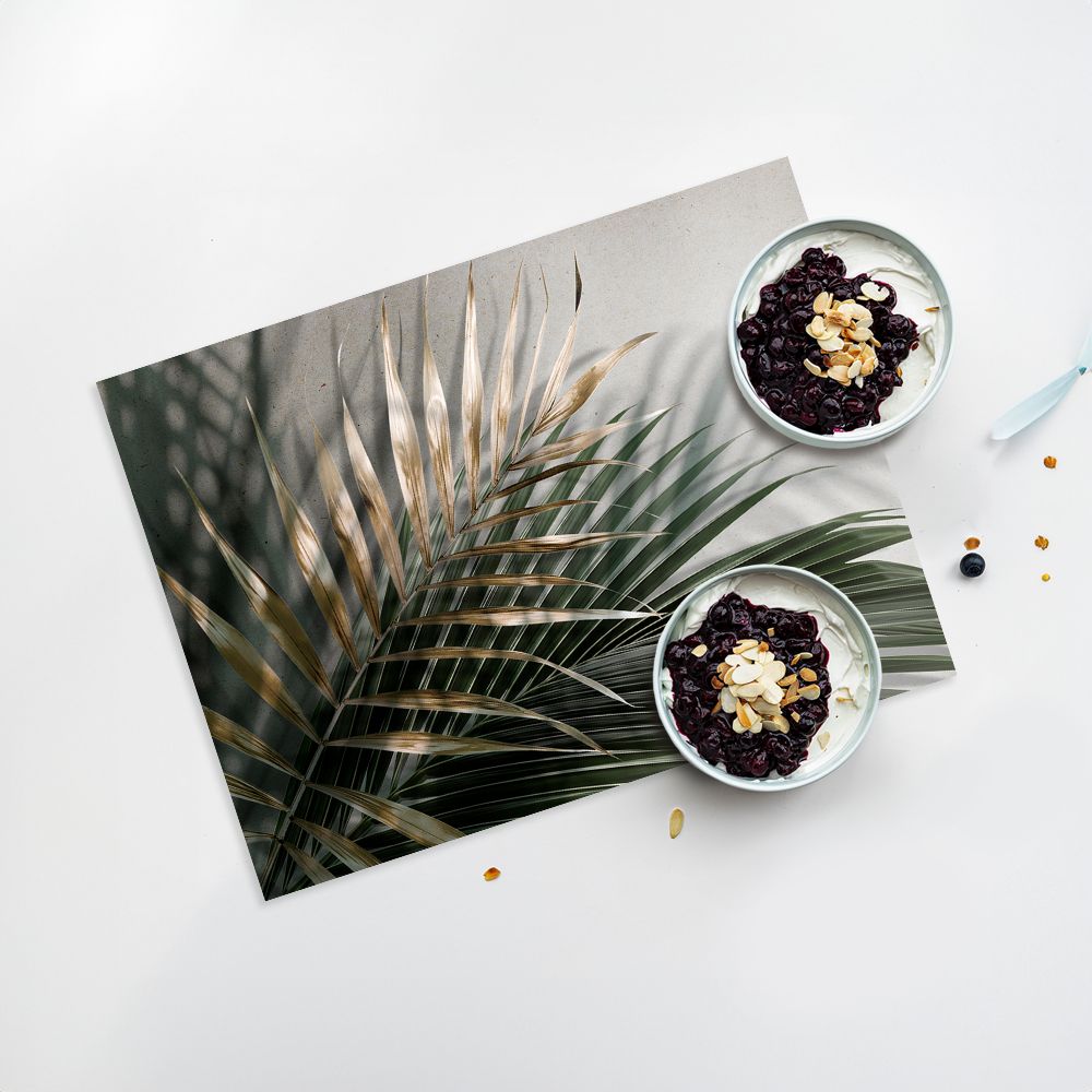 Lot de 4 sets de table en vinyle / Feuilles tropicales