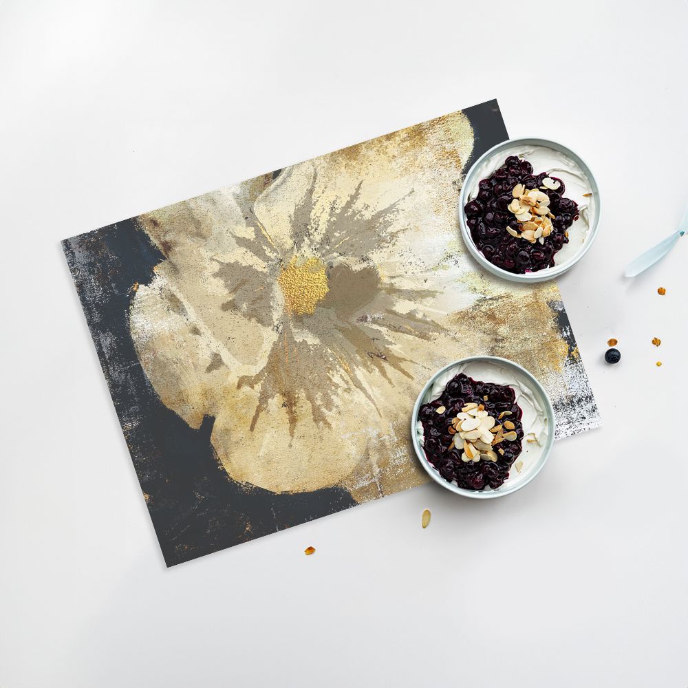 Lot de 4 sets de table en vinyle / Grande fleur abstraite