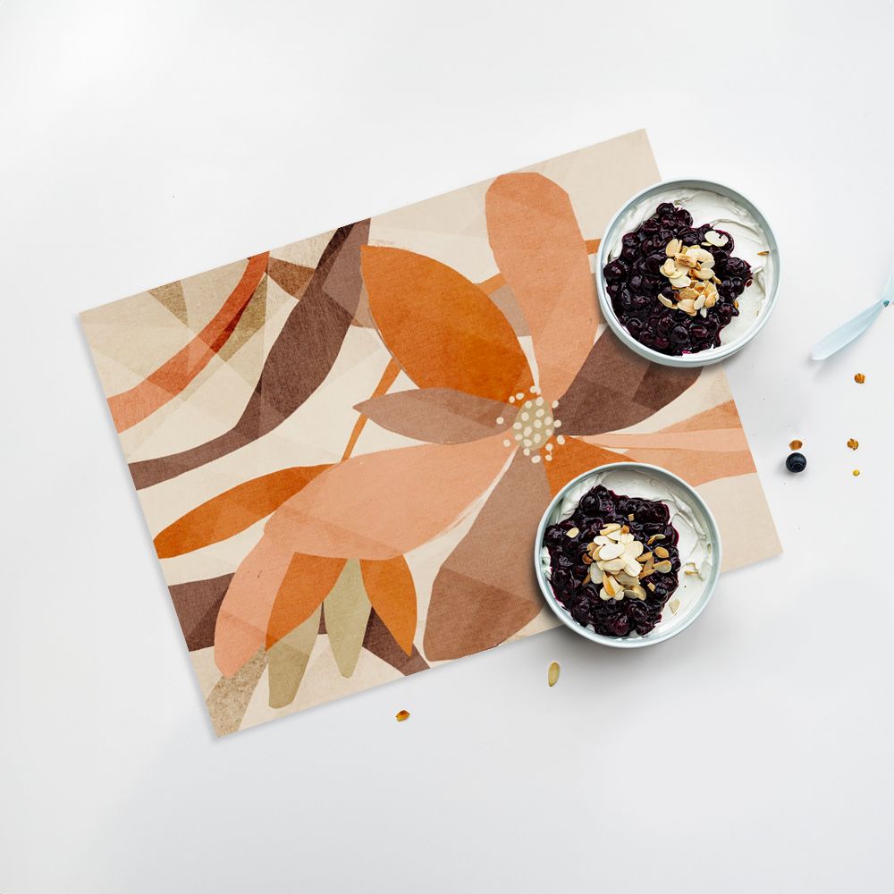 Lot de 4 sets de table en vinyle / Fleurs abstraites