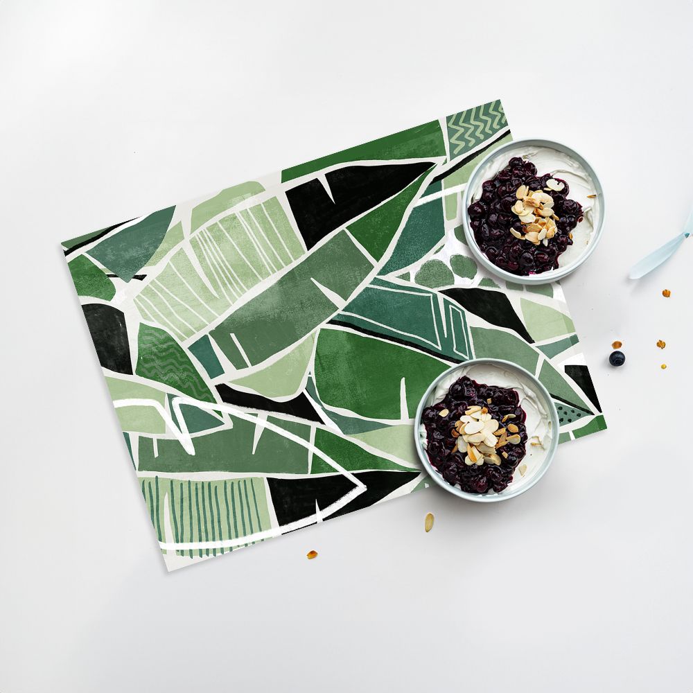 Lot de 4 sets de table en vinyle / Feuilles abstraites
