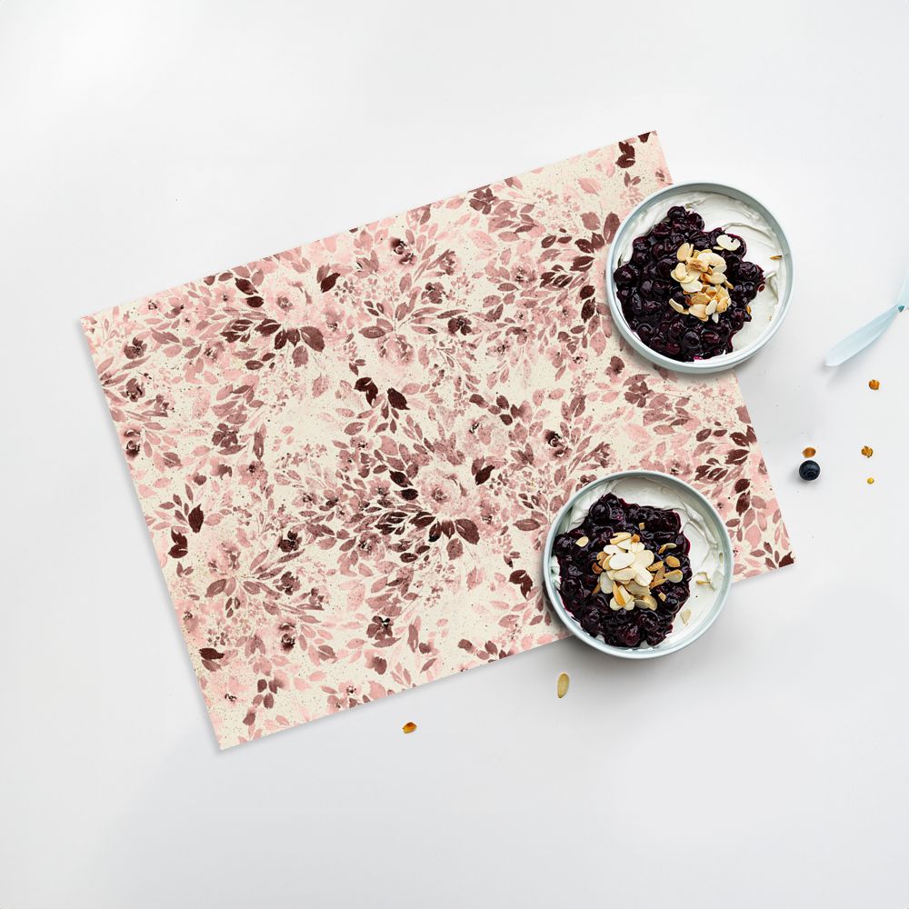 Lot de 4 sets de table en vinyle / Motif floral abstrait