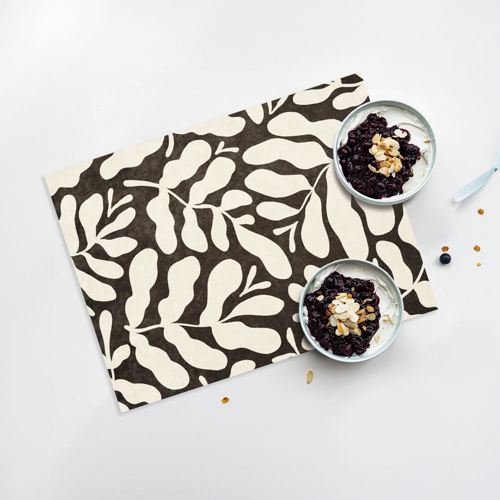 Lot de 4 sets de table en vinyle / Motif floral stylisé