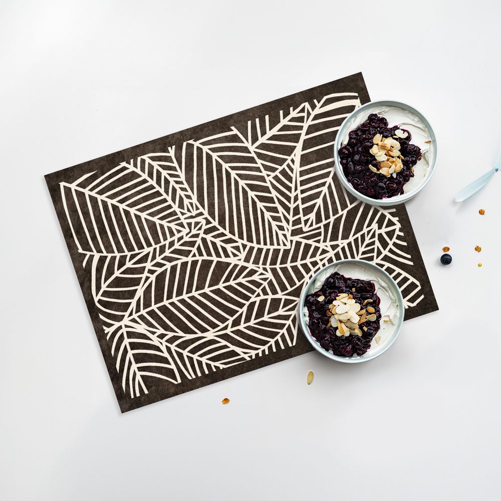 Lot de 4 sets de table en vinyle / Motif de feuilles géométriques