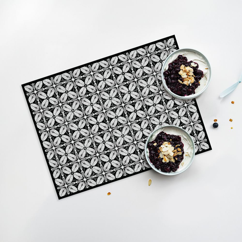 Lot de 4 sets de table en vinyle / Motif floral géométrique