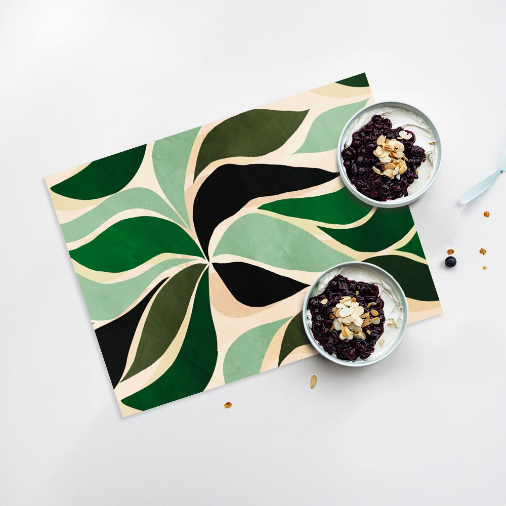 Lot de 4 sets de table en vinyle / Feuilles abstraites
