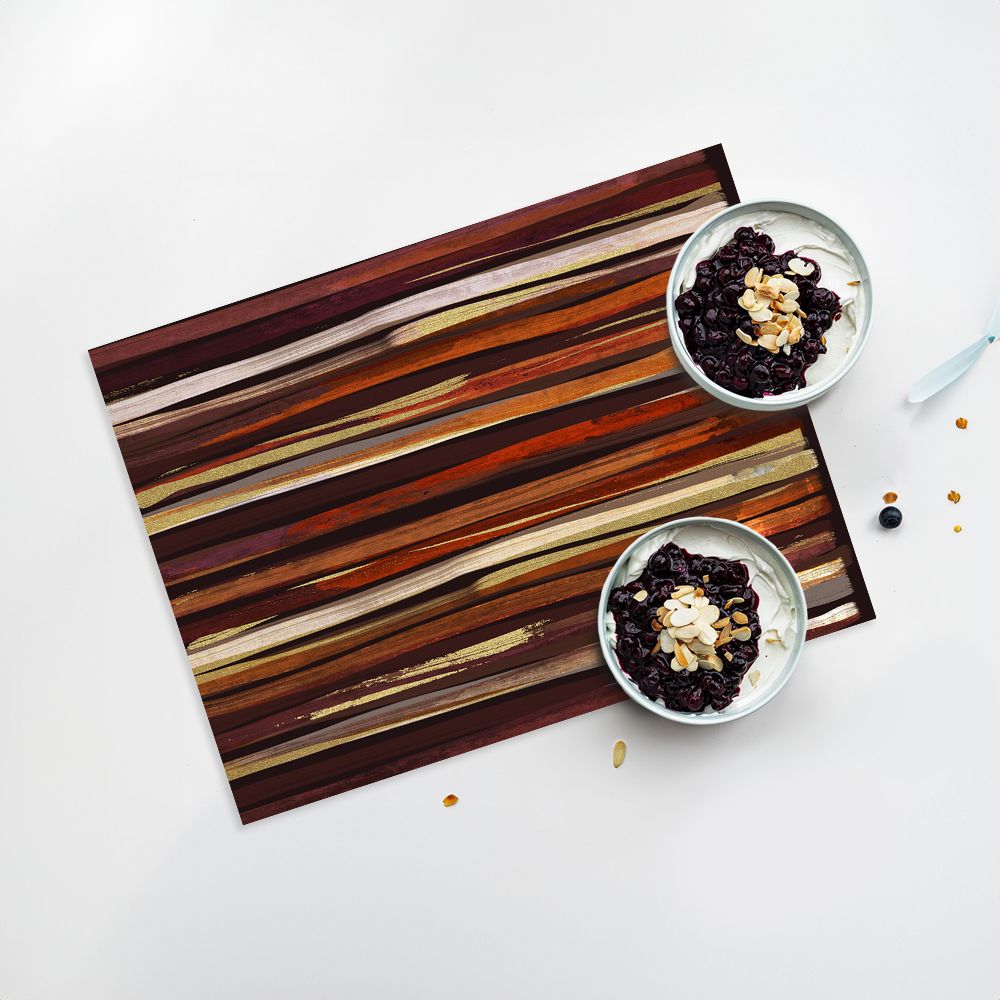 Lot de 4 sets de table en vinyle / Motif de lignes horizontales