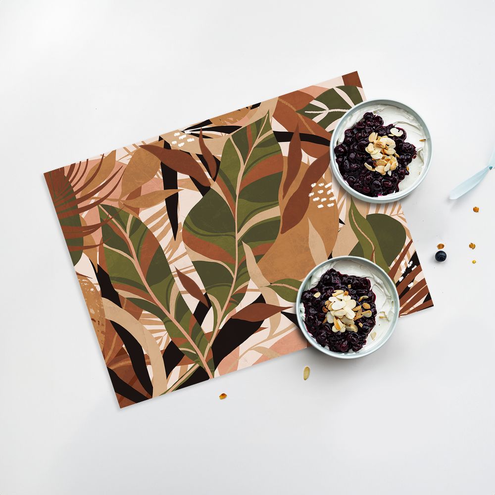 Lot de 4 sets de table en vinyle / Feuillage tropical