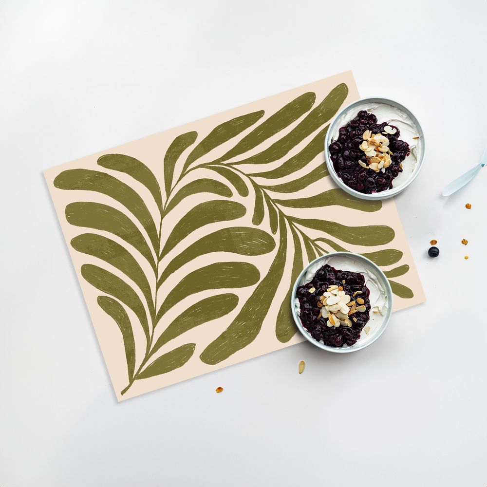 Lot de 4 sets de table en vinyle / Motif de feuilles