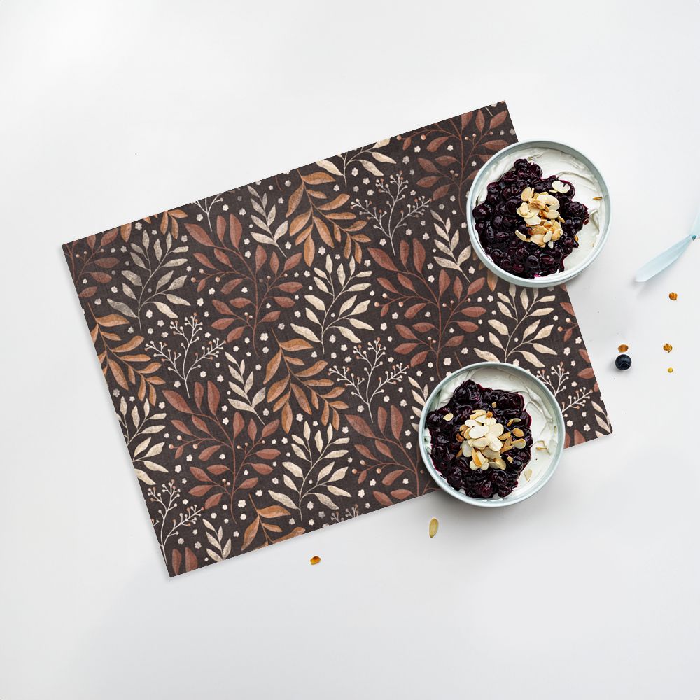 Lot de 4 sets de table en vinyle / Motif floral et feuillage