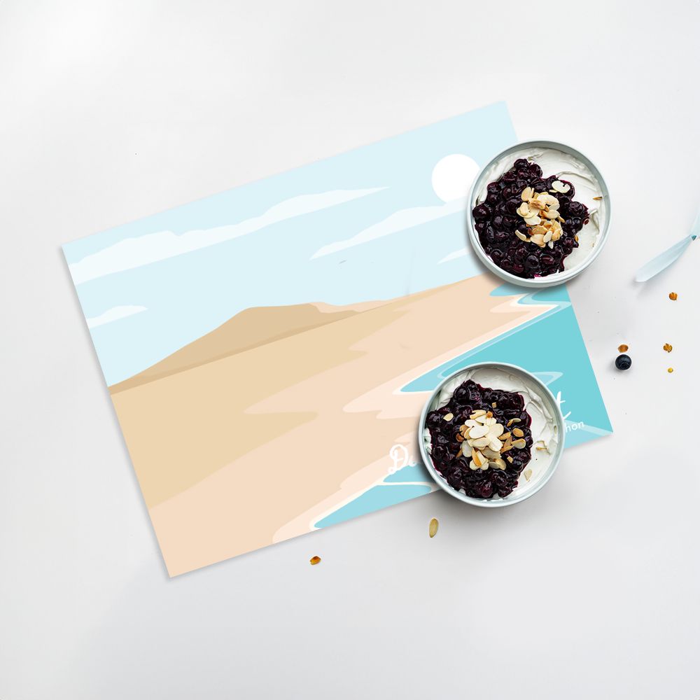 Lot de 4 sets de table en vinyle / Paysage de plage avec dune