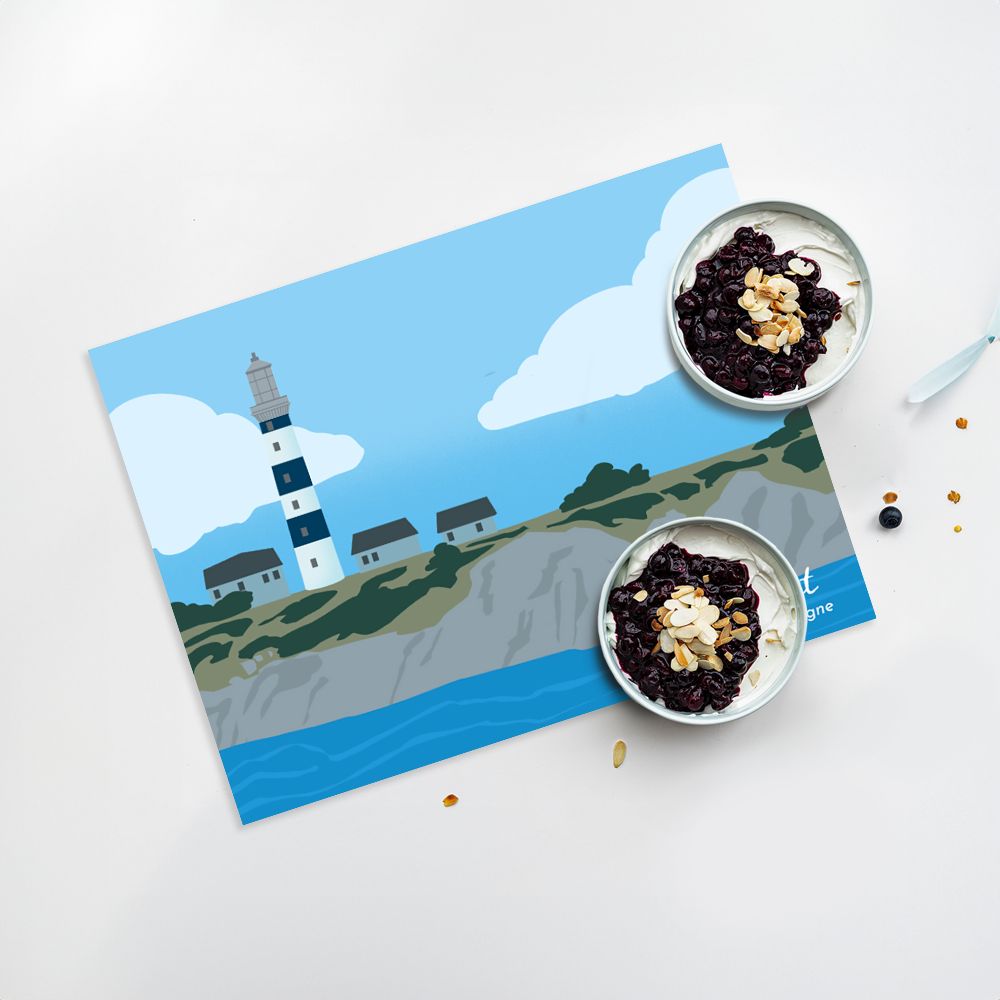 Lot de 4 sets de table en vinyle / Paysage avec phare