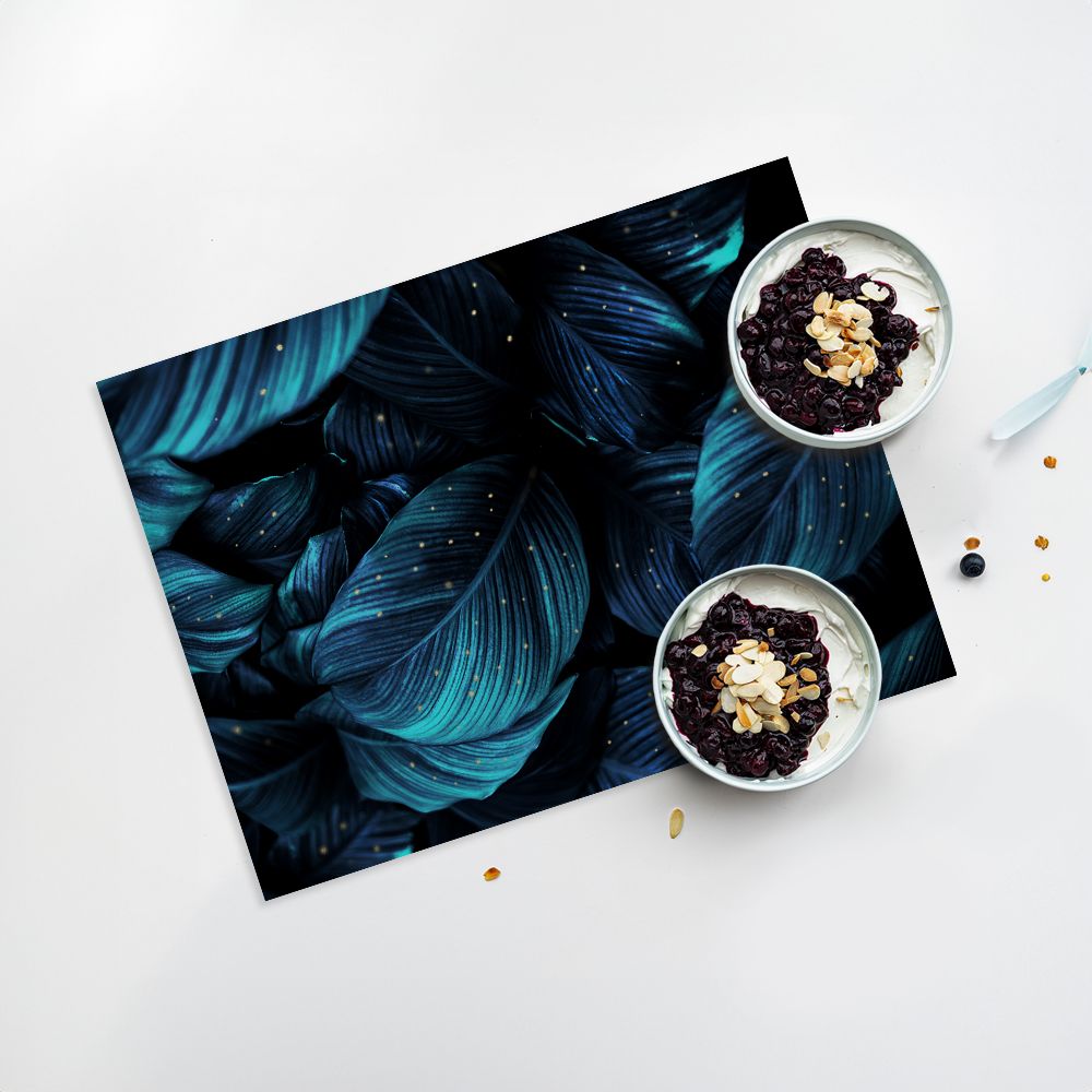 Lot de 4 sets de table en vinyle / Feuilles tropicales