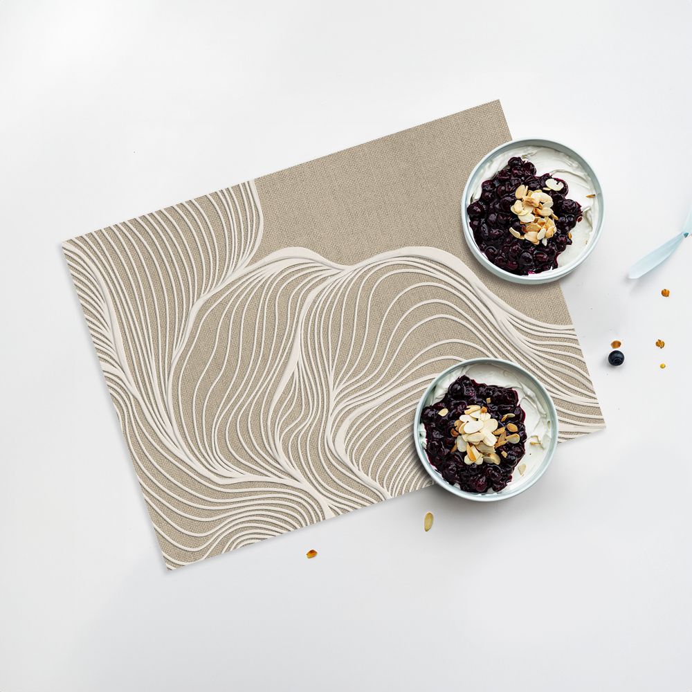 Lot de 4 sets de table en vinyle / Motif de lignes abstraites