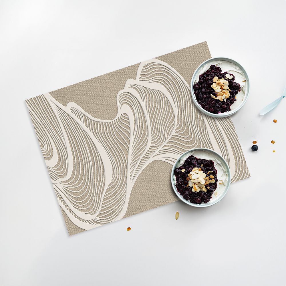 Lot de 4 sets de table en vinyle / Motif de lignes ondulantes