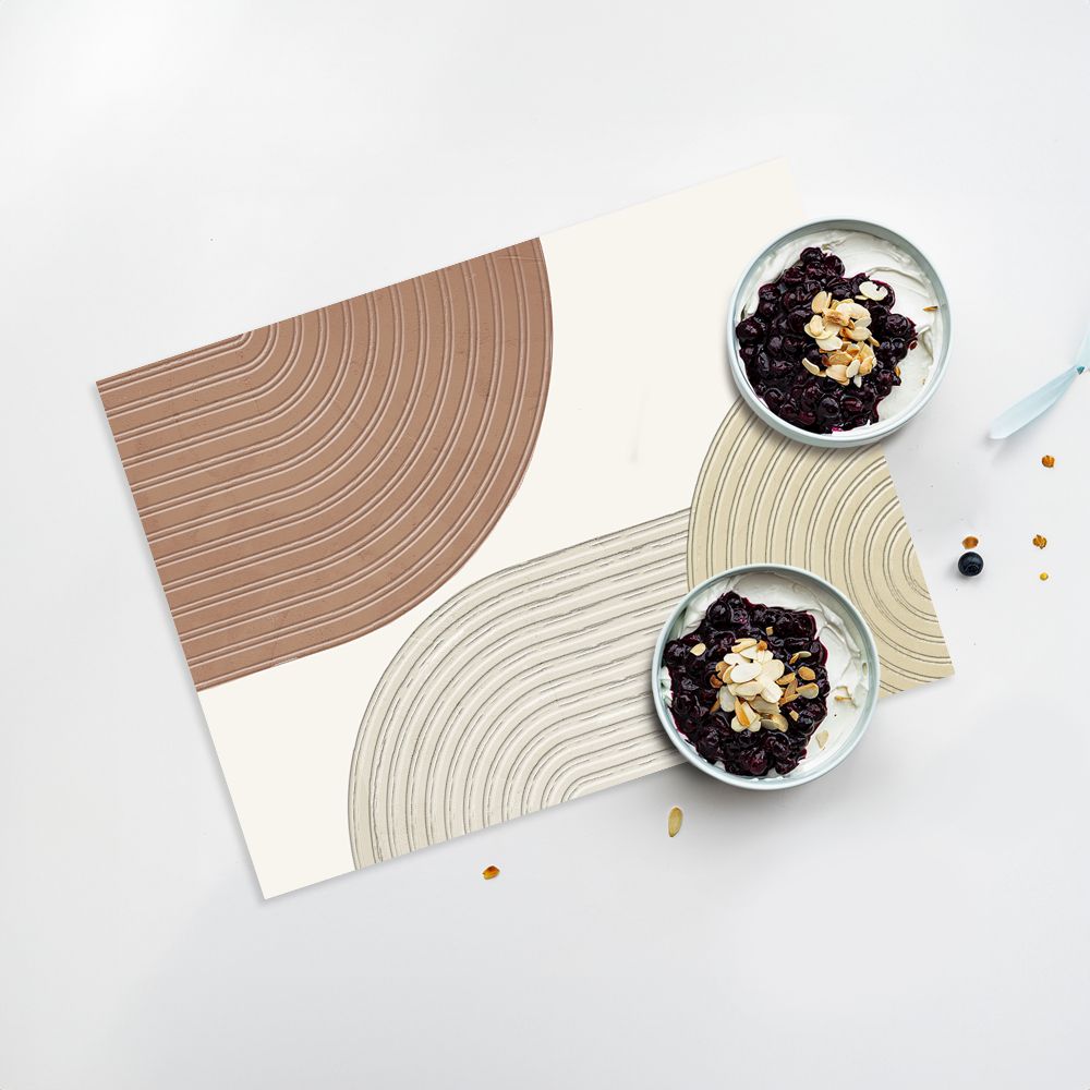 Lot de 4 sets de table en vinyle / Motifs géométriques en demi-cercles