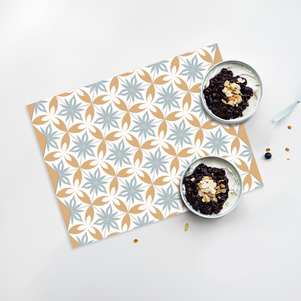Lot de 4 sets de table en vinyle / Motif floral géométrique